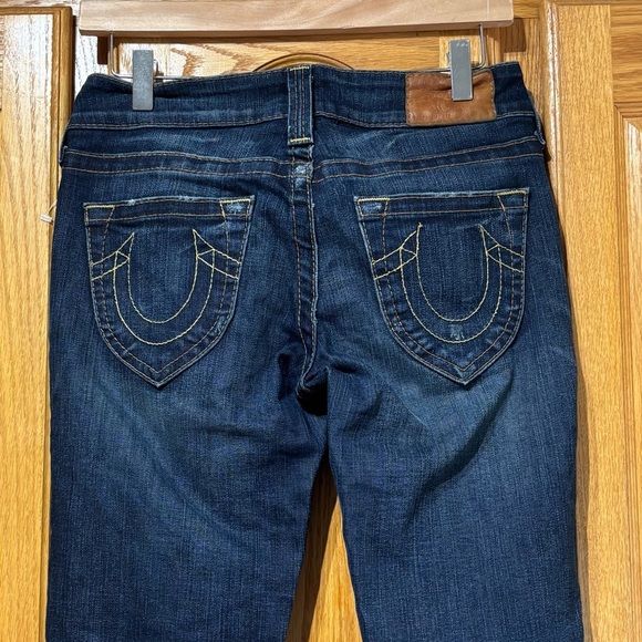 True Religion Dark Blue Mid Rise Boot Cut Jeans Size 27x30 - Picture 7 of 11